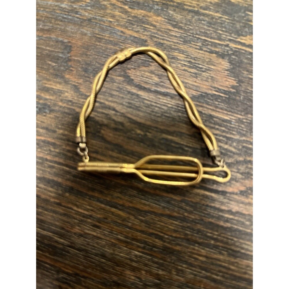 2-1/2" Snake Chain Gold Tone Vintage RADIO SUPERIOR Pendant Tie Bar Clip